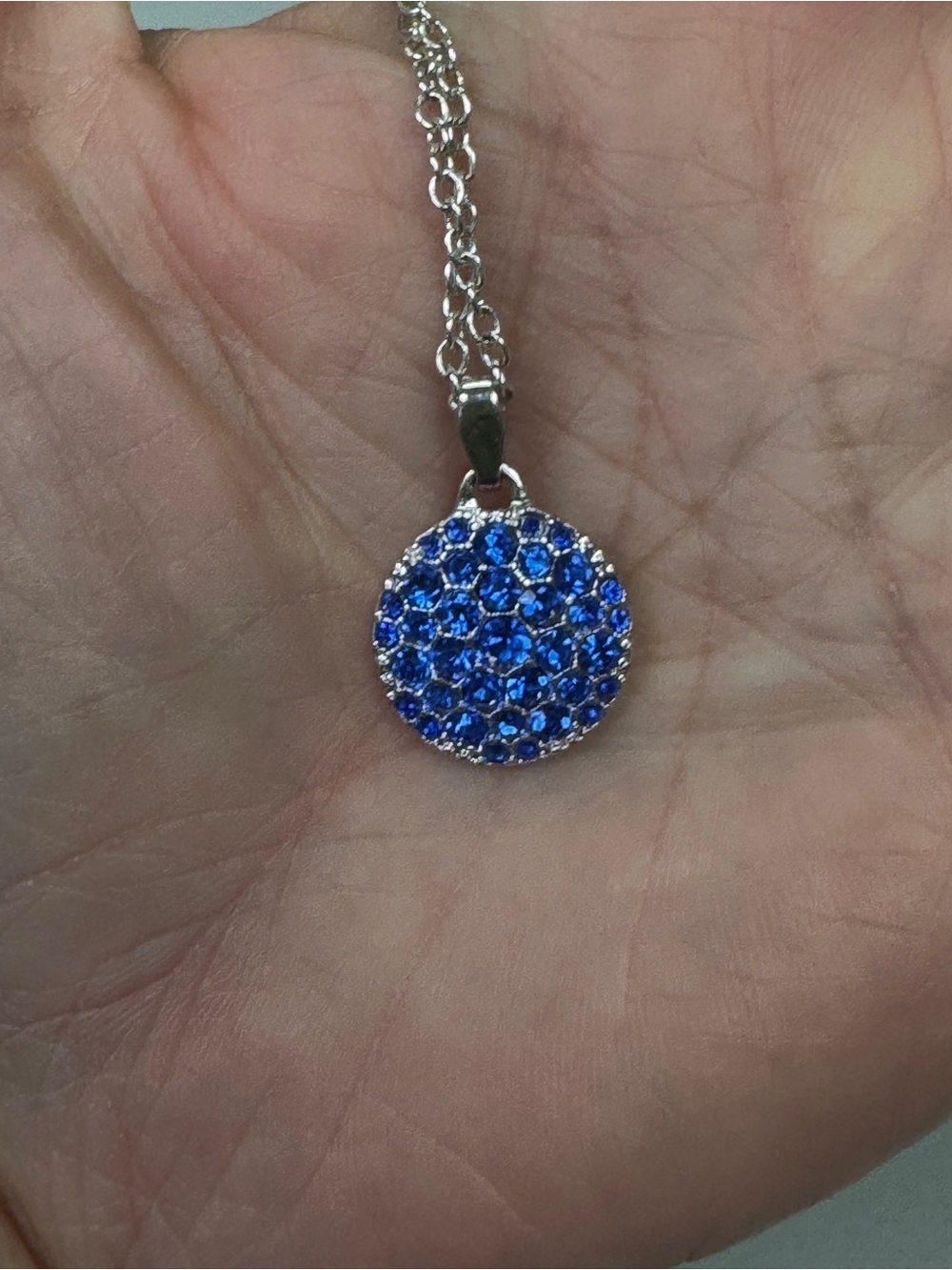 Vintage Avon NRT Rhinestone Pendant Necklace – Blue - Late 1990s